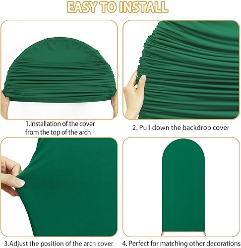 Miniatura 5 de FUHSY Cubierta de arco de elastano de 6 pies, cubierta de arco verde oscuro, cubiertas de arco de fondo elástico, paneles de arcos, telón de fondo,