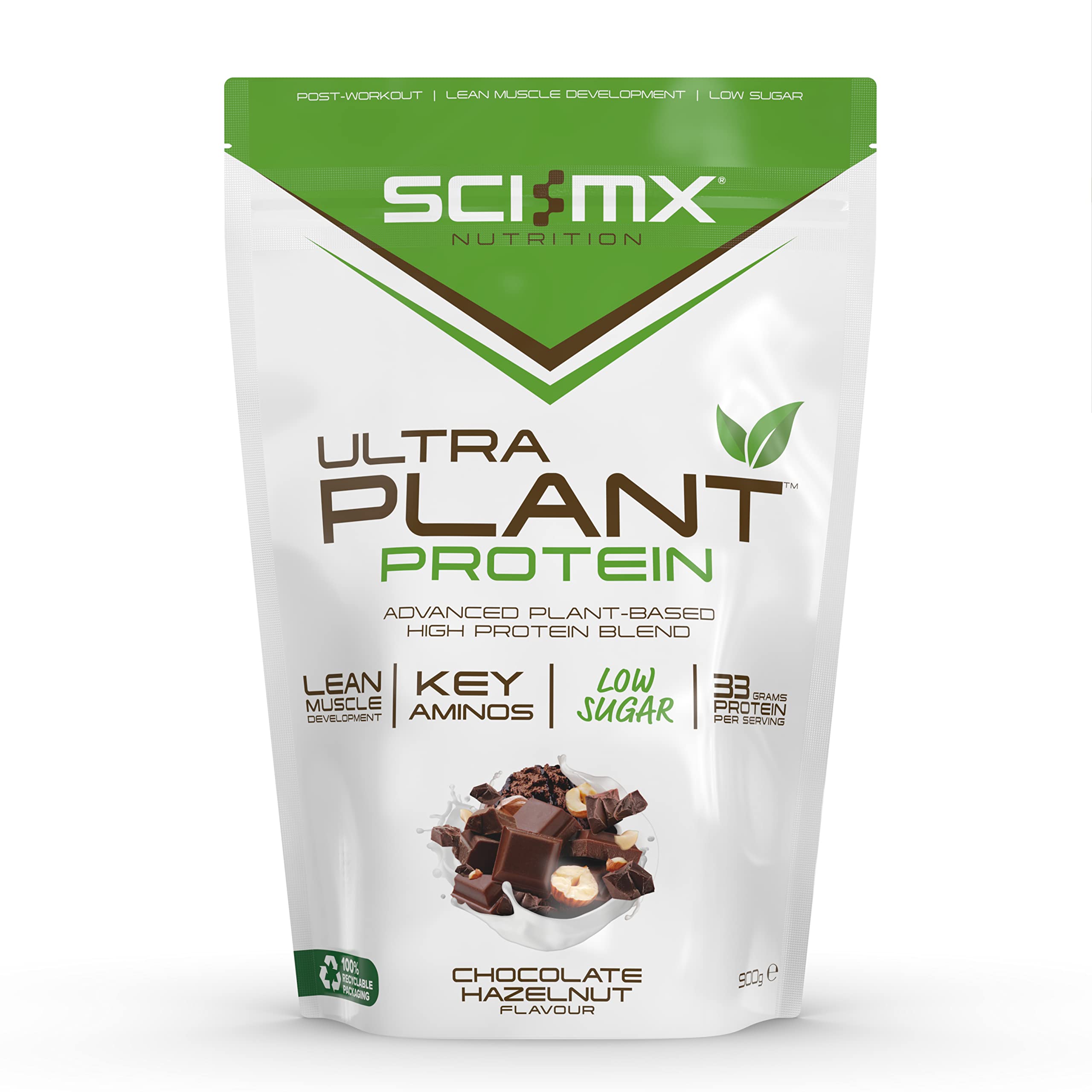 Ultra Plant Advanced 100% Vegan Non GMO Plant Protein Formula - Chocolate/Hazelnut Flavour - 900G - 20 SERVINGS