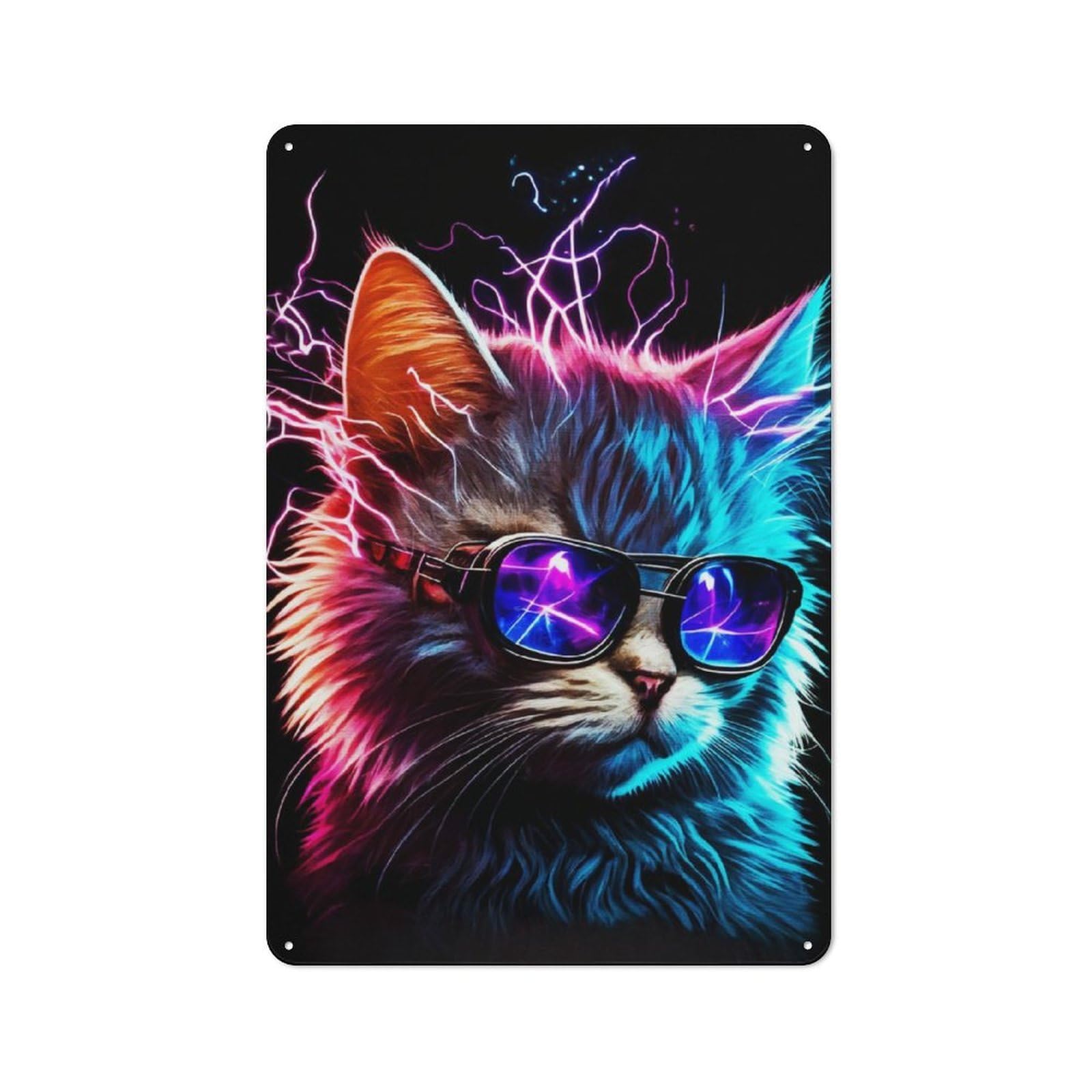Junmoney Cat Style Metal Plaque 30X20cm With For Garage Wall, Retro Decor, For Themed Interiors In Garages And Workshops