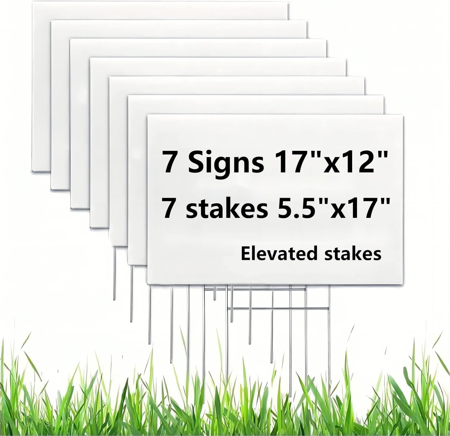 WENWELL Blank Yard Signs with H Metal Stakes 17 x 12 in,Real Estate Garage sale Signs,Corrugated Plastic Lawn Sign for Birthday,Custom Poster Outdoor sign for road,Arrow,House,7 Packs
