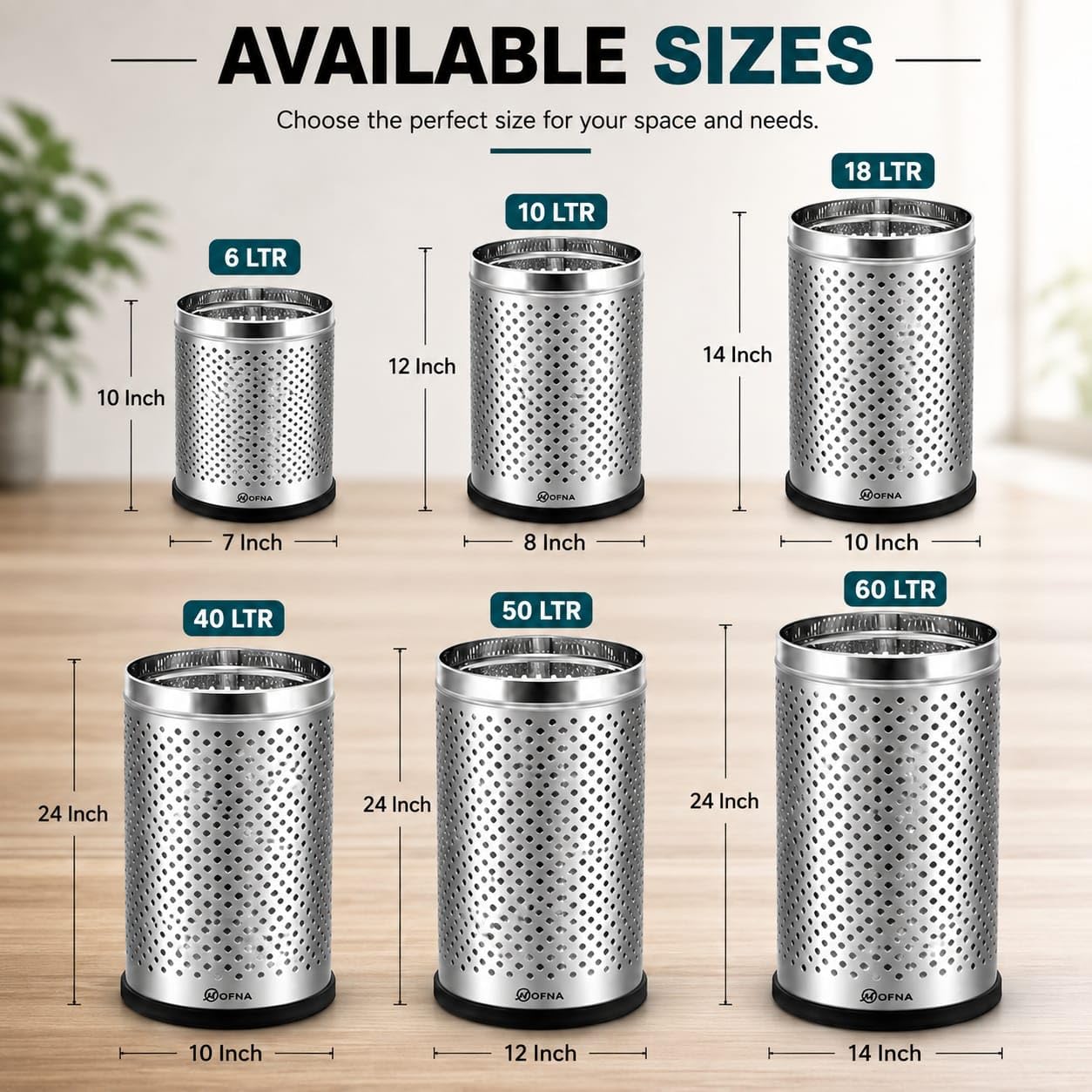 Stainless Steel Dustbin - 6L Perforated Trash Can -8