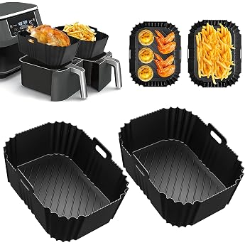 HONYAO Hot Air Fryer Accessories for Dual Zone Airfryer Pack of 2 Airfryer Silicone Moulds BPA Free Silicone Inserts Baking Mould Compatible with Ninja AF300EU AF400EU DZ400EU and Other Dual Zone Fryer
