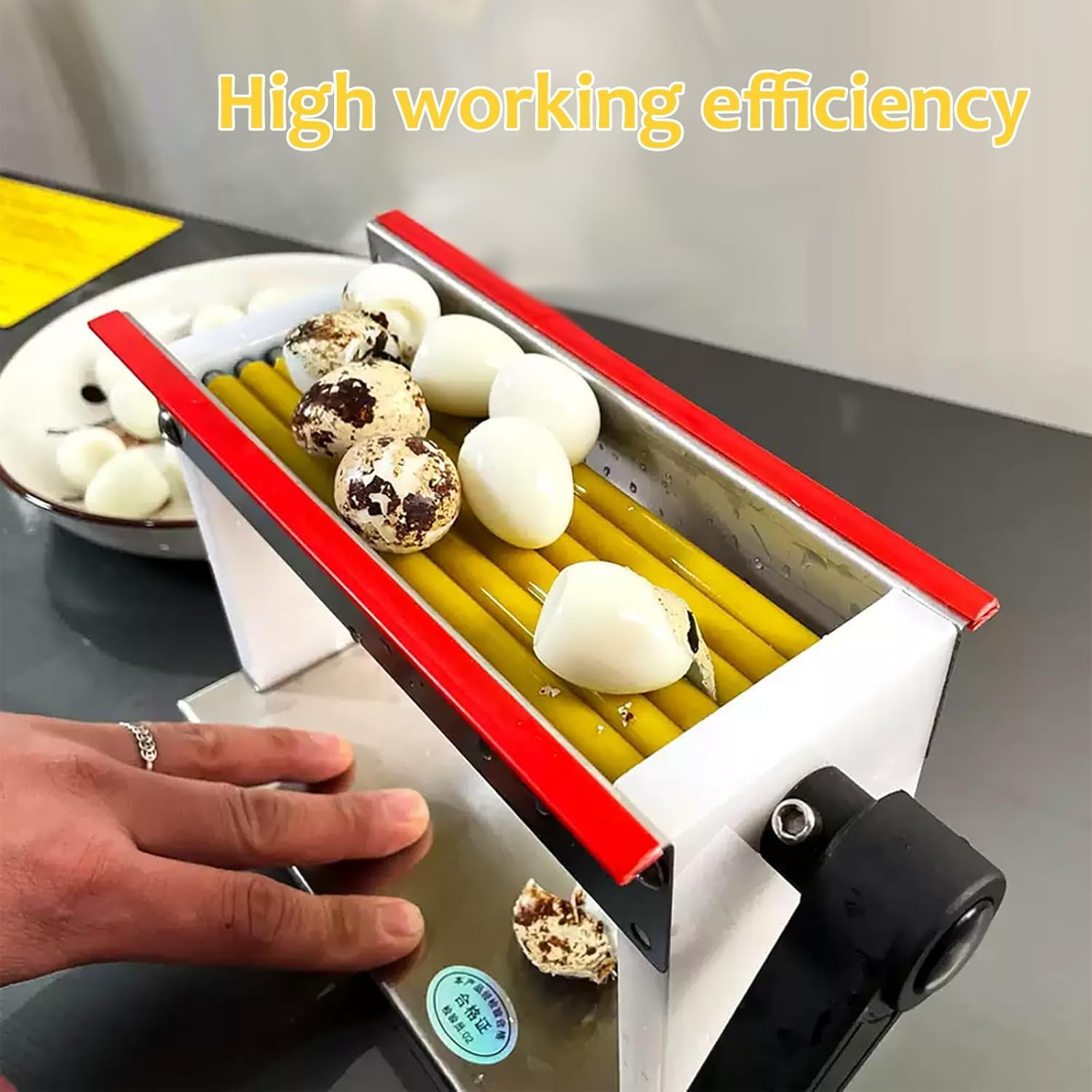 Máquina peladora manual de huevos de codorniz, alta eficiencia con manguera, salida, fácil de limpiar, ideal para restaurantes y supermercados