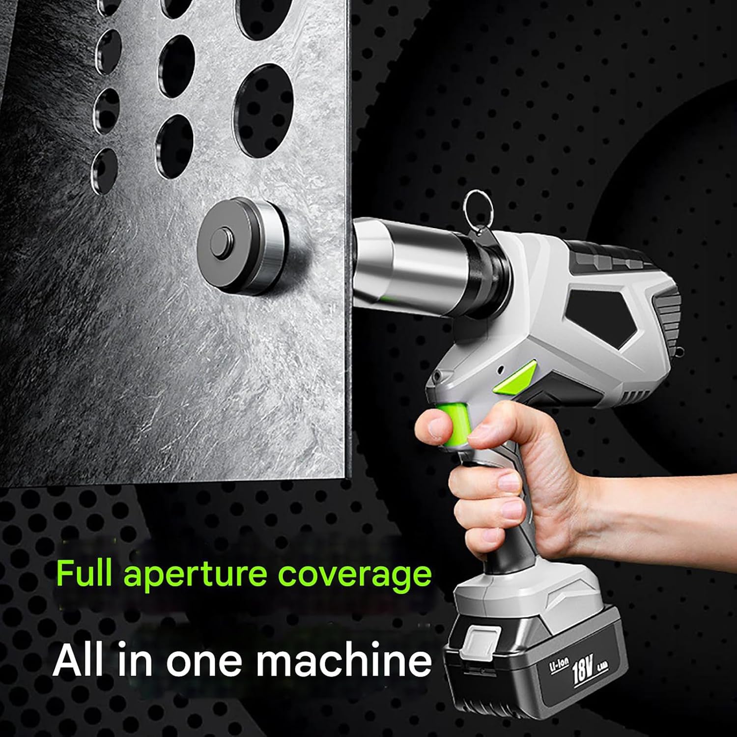 Electric Hydraulic Hole Punch, Iron Plate Metal Stainless Steel Plate Hydraulic Hole Opener Punching Machine 120KN, with 6 Dies, Lightweight and Portable