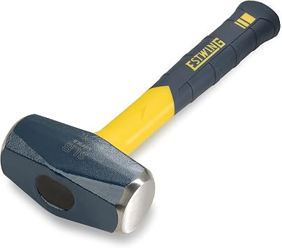 ESTWING Sure Strike Drilling/Crack Hammer - 3-Pound Sledge with Fiberglass Handle & No-Slip Cushion Grip - MRF3LB and E-5 5 Lb Sure Split Wedge, Blue