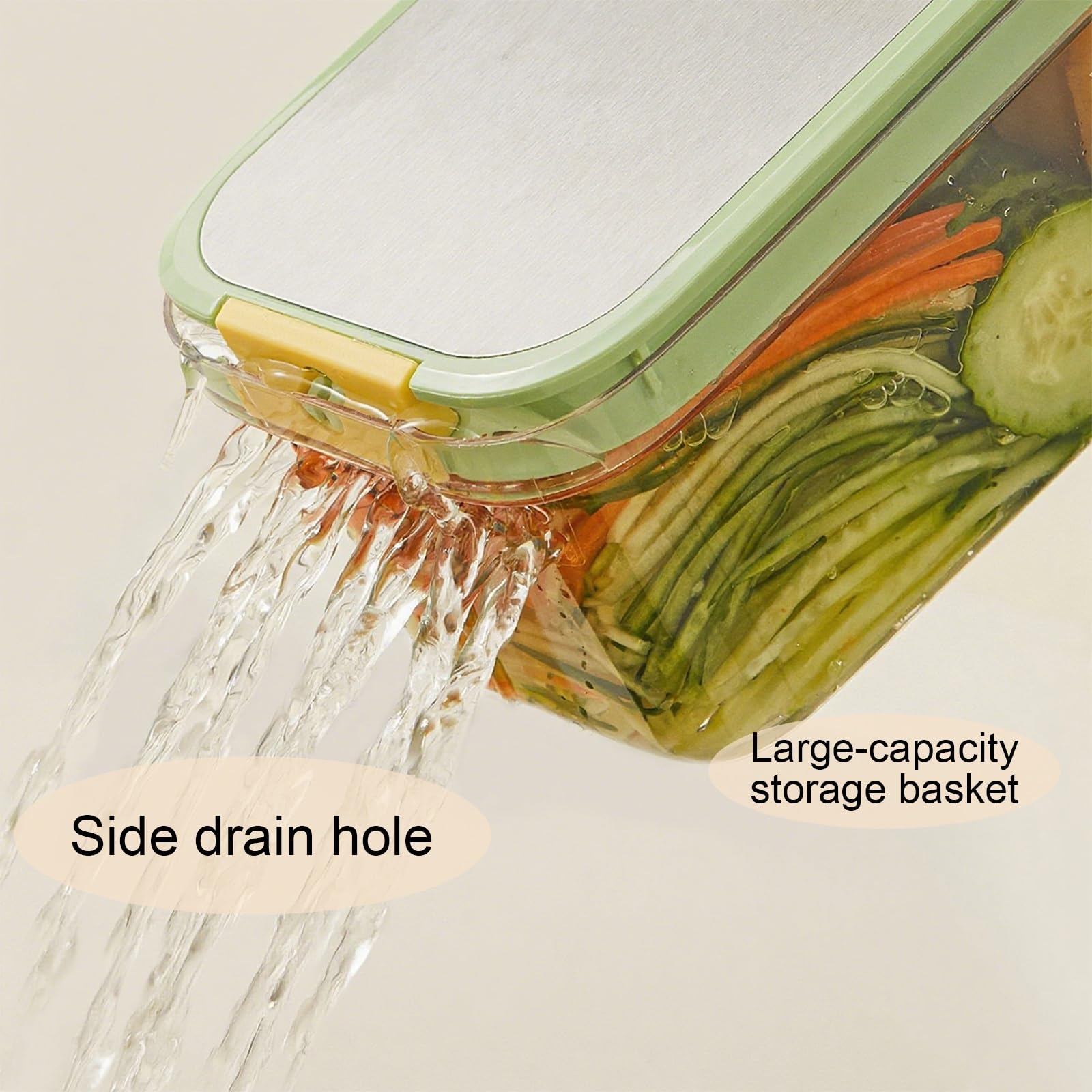 Picadora de Verduras con 5 Cuchillas Reemplazables, Protector de Manos de Seguridad, Rallador de Cebolla y Patata de Cocina con Recipiente(Beige,Small)
