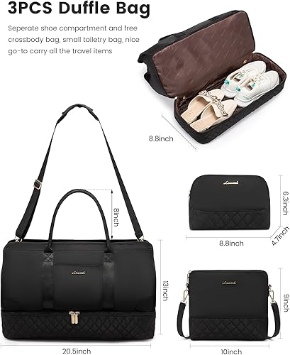Miniatura 2 de Bolsas de fin de semana para mujer, bolsa de viaje, Negro -, Elegante