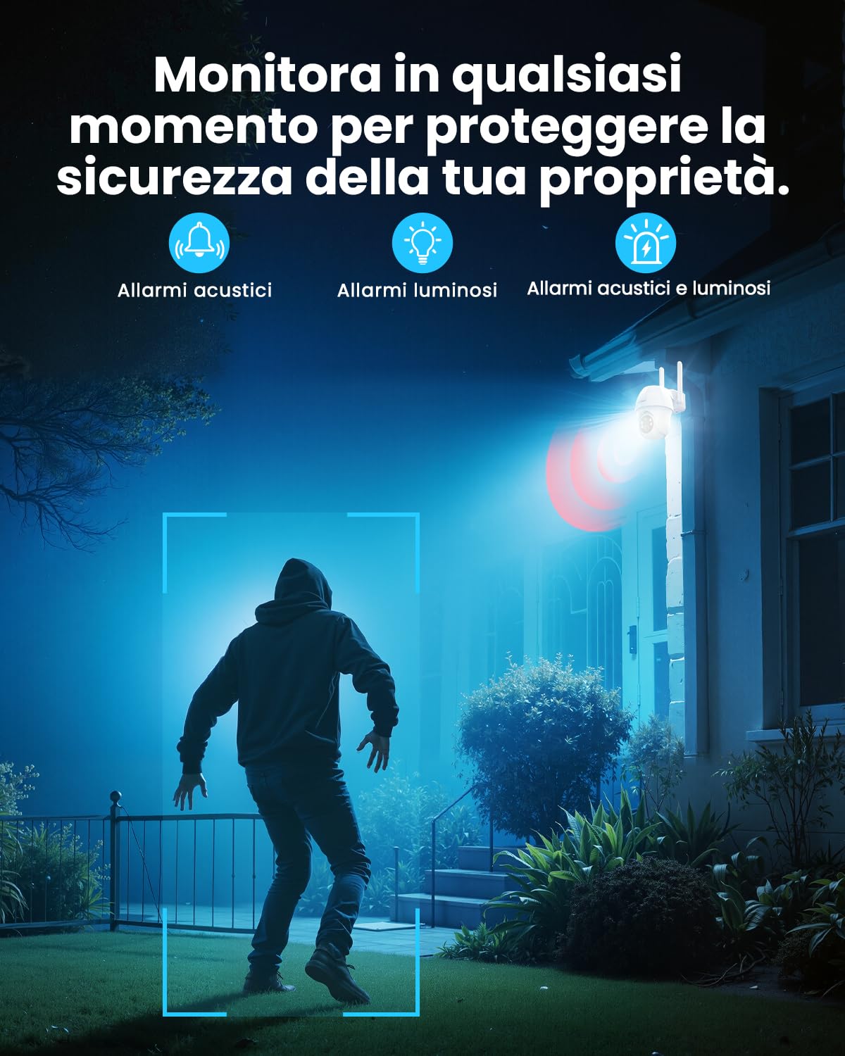ieGeek 4G Telecamera da Esterno senza Fili,2K 3MP Telecamera Pannello Solare con Sim,Batteria 10000mAh,PTZ 360°,Rilevamento PIR,Visione Notturna a Colori,Chiamata bidirezionale,IP65(Senza WiFi)