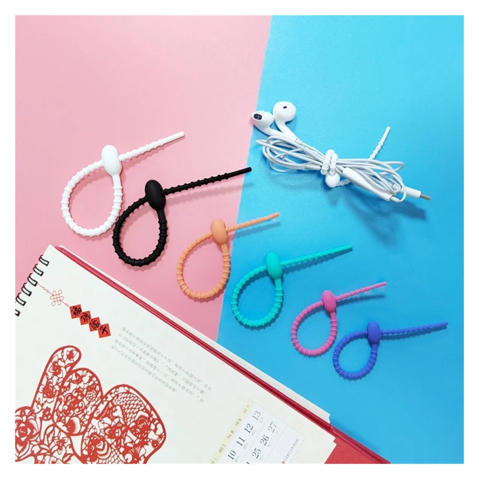Fascette in silicone multicolori, Fascette in silicone Twist Snake, fascette in multicolore 150-215 mm(White,215mm)