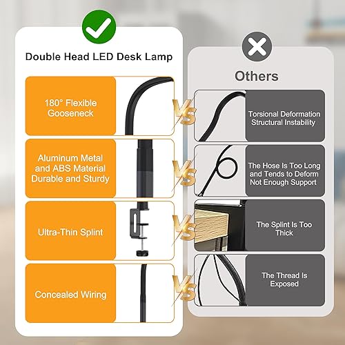 Miniatura 4 de Lámparas LED de escritorio para oficina en casa, barra de luz para monitor de cuidado de los ojos con doble cabezal, 24 W, 50 modos de atenuación,