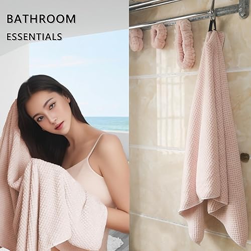 Miniatura 6 de S G SMILE GIRLS Juego de toalla grande de microfibra con diadema de spa y pulseras para lavar la cara, súper absorbente, toalla de secado de cabello