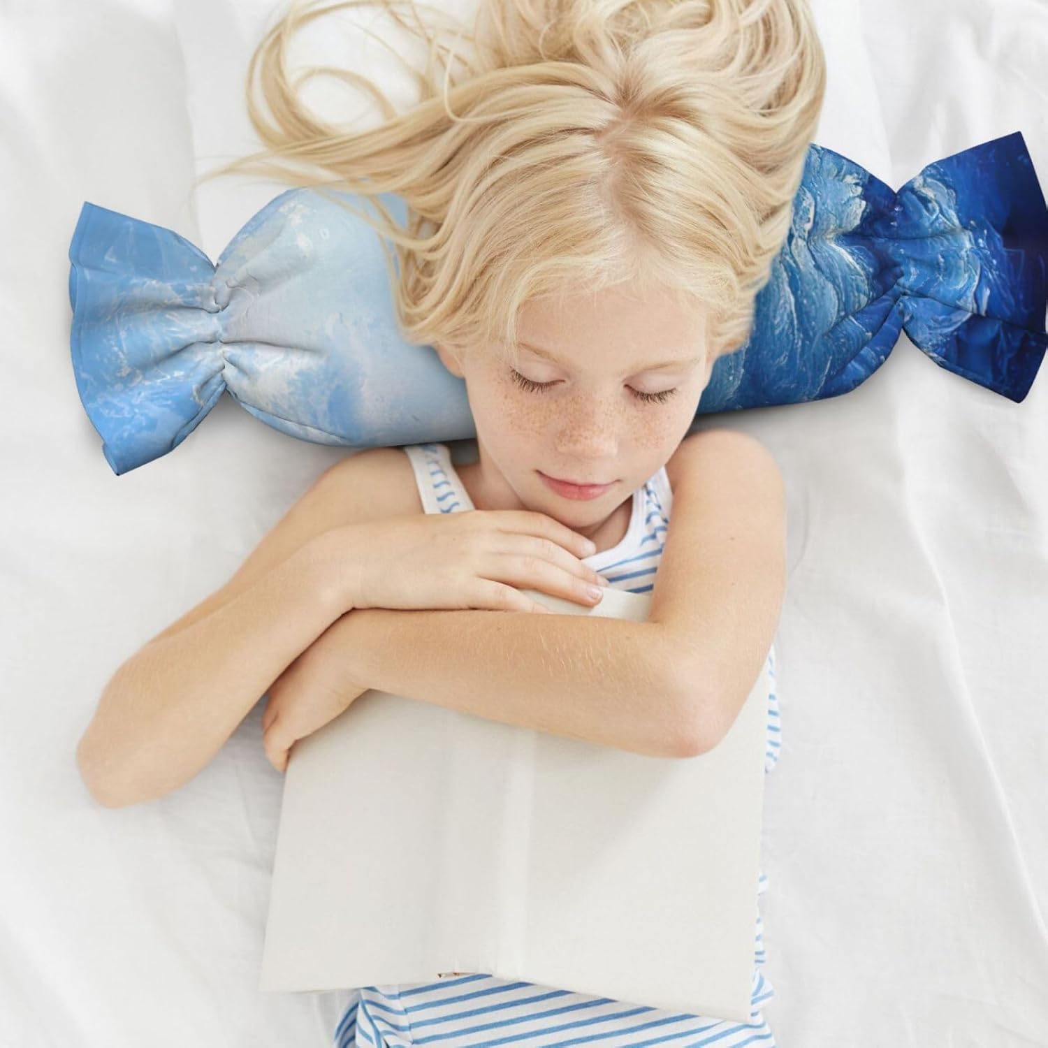 Blue Ocean Sea Print Candy Cylindrical Comfortable Pillow Throw Pillows Home Decor Easy Maintenance