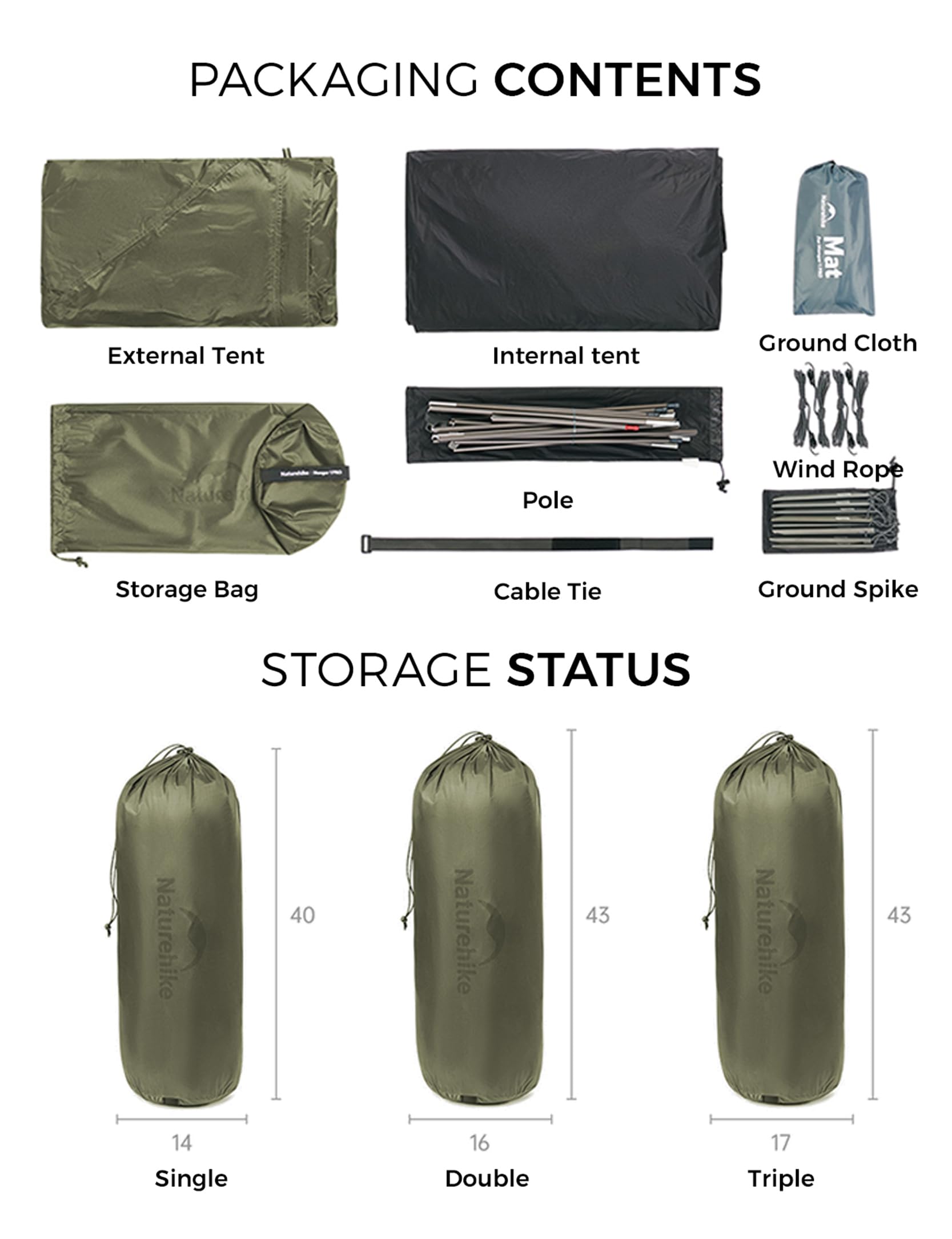 Naturehike Mongar Pro Tente de trekking ultra légère autoportante 20D | Tente autoportante 3 saisons en silnylon 20D avec PU3000 mm, seulement 1,46 kg et variantes de montage polyvalentes.