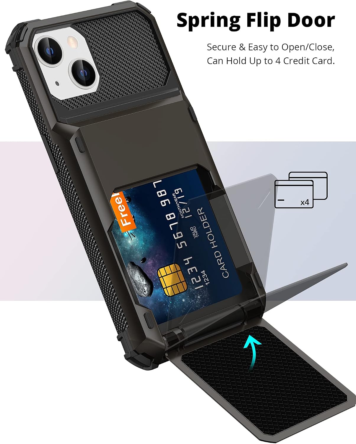 TITACUTE for iPhone 13 Mini Case Wallet 5 Credit Card Holder Flip Cover Design ID Slot Back Pocket Dual Layer Anti-Scratch Hard Shell Hybrid Protective Bumper for iPhone 13 Mini 5.4 Gunmetal Bronze