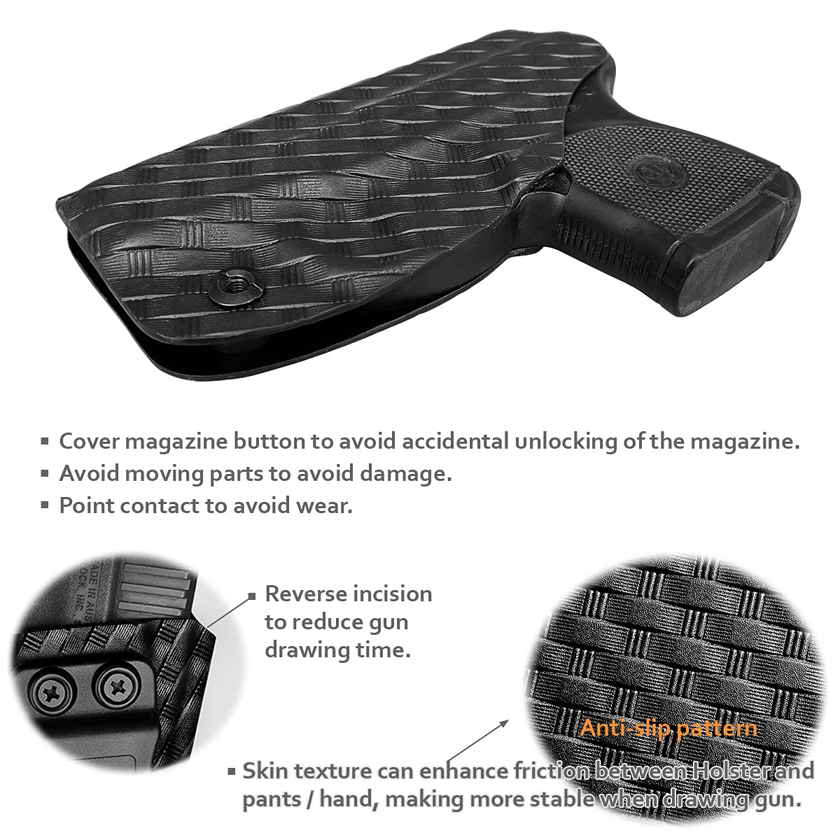 Ruger LCP 380 Fondine Carbon Fiber Kydex IWB Fondine Custom Fit: Ruger LCP 380 Auto Pistol - Cintura Interna Nascosta Il Trasporto - Adj. Ritenzione di cant - Copertura Mag bottone - Nessuna usura, nessun jitter
