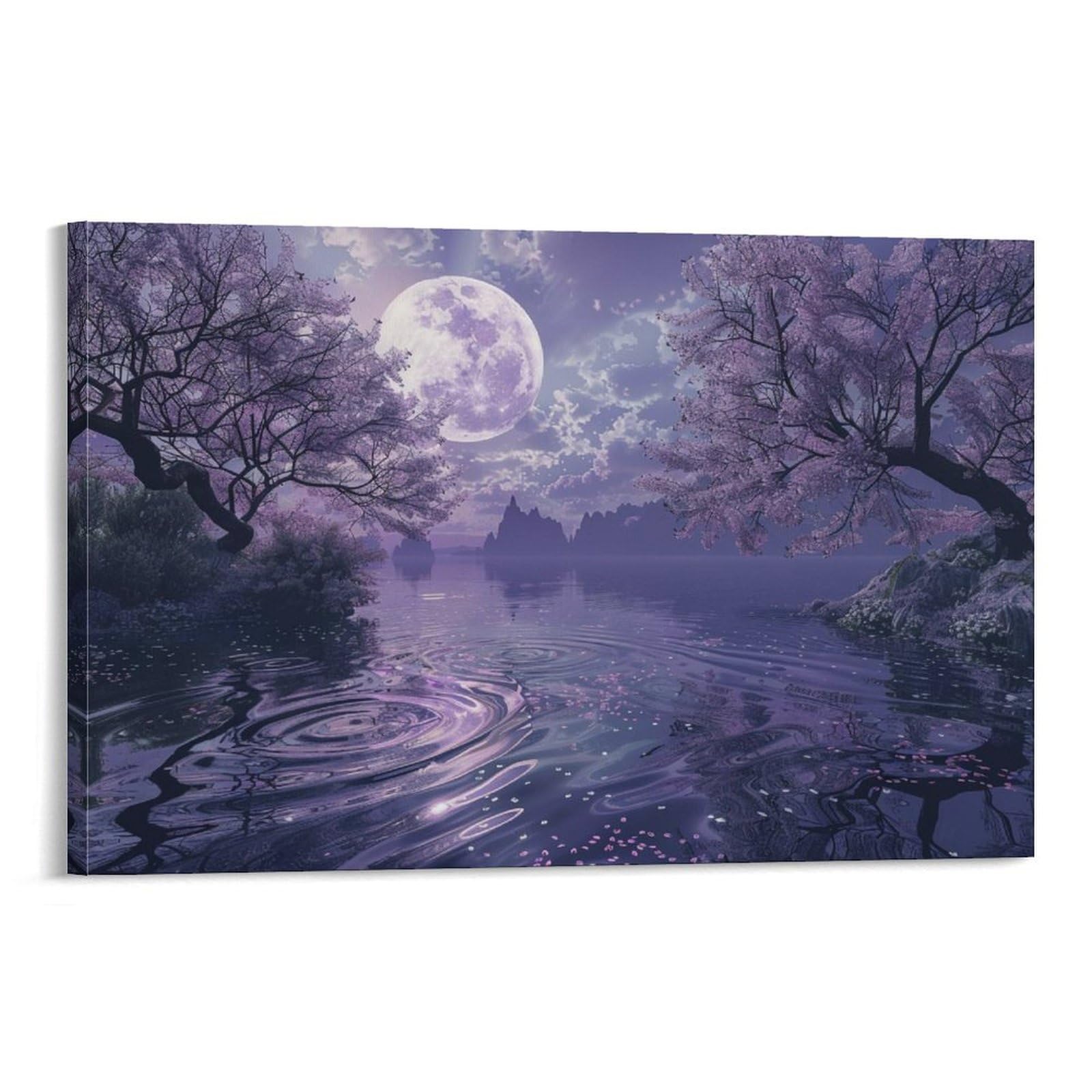 Amazon.co.jp: 絵画 紫月の夜インテリア 絵画 美しい自然の風景 夢の