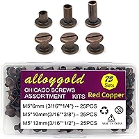 Vista 25 de 90 Juego de Tornillos de Cobre Chicago para Cuero, Juego Variado, 6 Tamaños de Remaches de Tornillo para Cuero para Artesanía de Cuero DIY