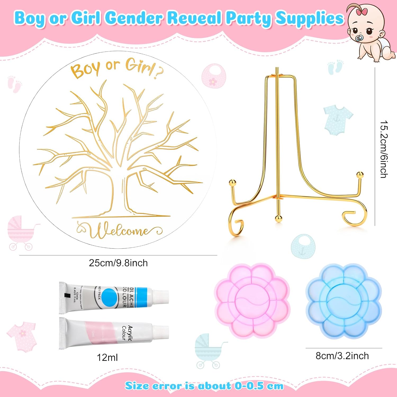 Pasimy Gender Reveal Fingerprint Tree Boy or Girl Party Ideas Baby Shower Guest Book Party Game Gender Reveal Decoration Supplies Baby Shower Sign in for He or She Keepsake(Classic) thumbnail