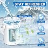 Portable Air Cooler, Evaporative Air Cooler, 3-in-1 Portable Air Conditioner, Mini Air Conditioner with 3 Fan Speeds, 7 Colour Lights, 600ML Water Tank, Air Coolers for Home, Room, Office, Camping