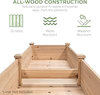 Vista 27 de Best Choice Products - Plantador de jardín elevado de 72x24x30 pulgadas, soporte de macetero de madera para jardín trasero, patio, balcón con panel