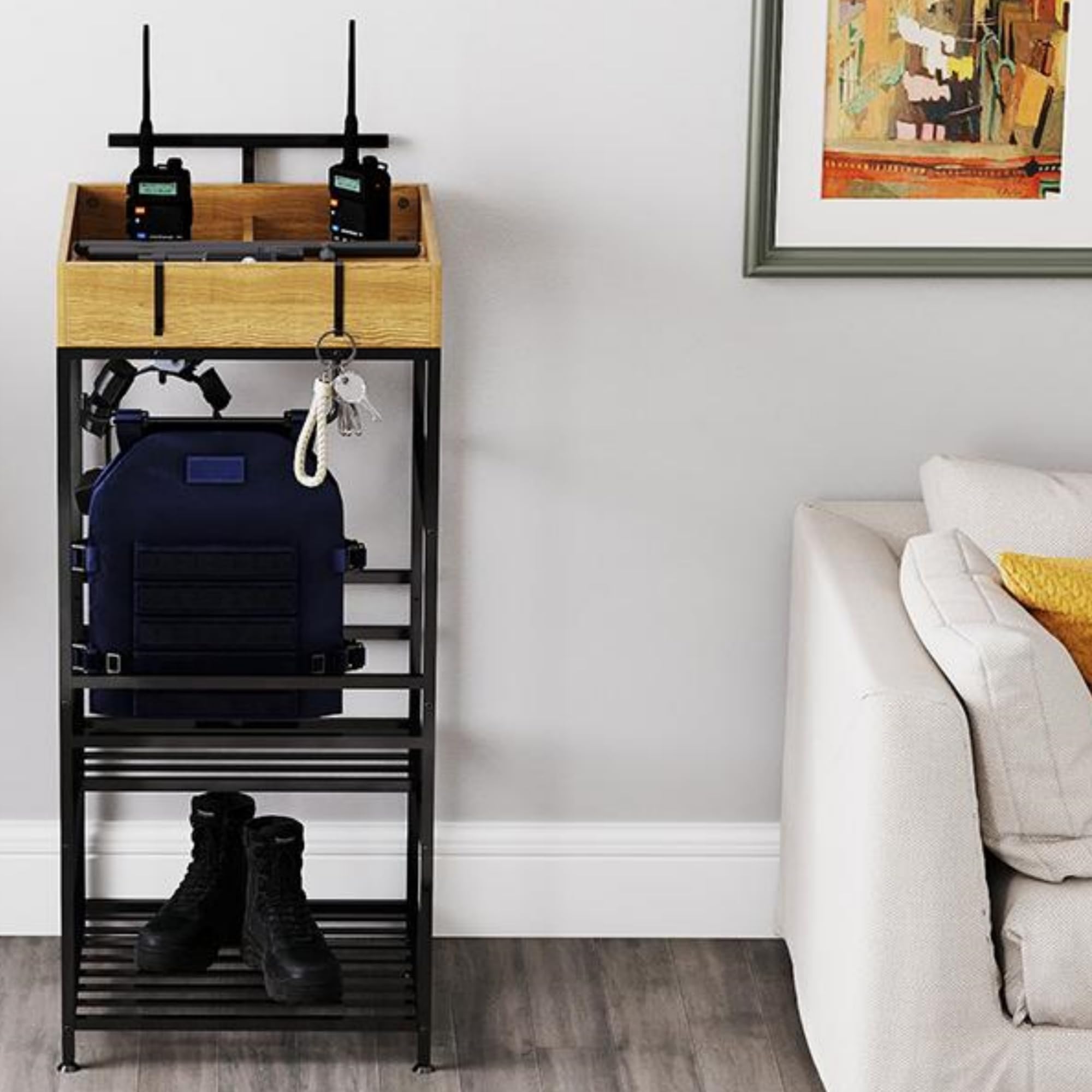 lukar Police Gear Rack Police Gear Stand Military Gear Stand Black Military Gear Rack Hanger Stand for Duty Uniform,Belt,Vest,Shoes Storage