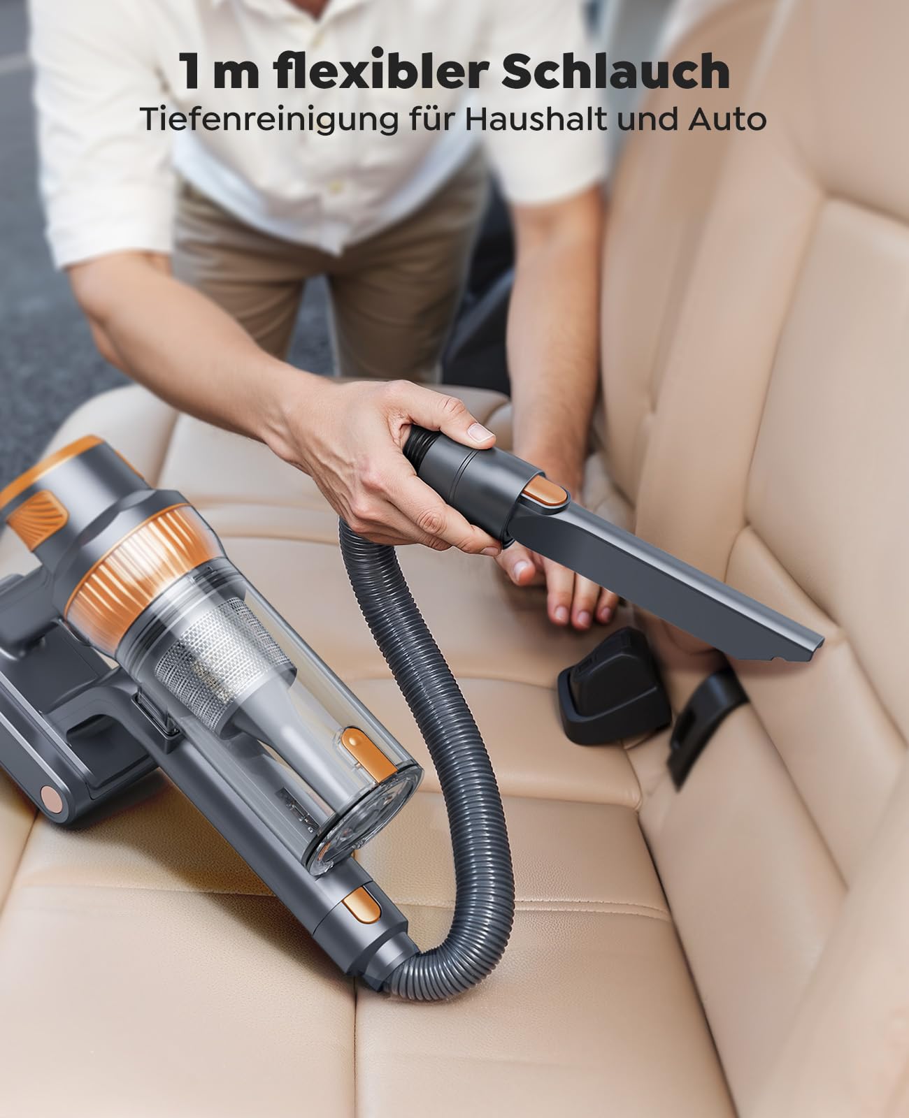 SMOTURE Akku Staubsauger Kabellos mit 1M Schlauch,50kPa/600W/65Min kabelloser Staubsauger mit Automatikmodus,Anti Haar Wrap,Ladestation,Ultraleise Akkustaubsauger für Hartböden Teppiche Tierhaare Auto