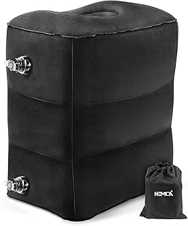 HOMCA Inflatable Travel Foot Rest Pillow (2-Pack) Adjustable Height Leg Pillow Fast Inflating Airplane Bed for Toddlers Footrest Pillow for Office, Airplane, Train, Cars, Home (Grey)