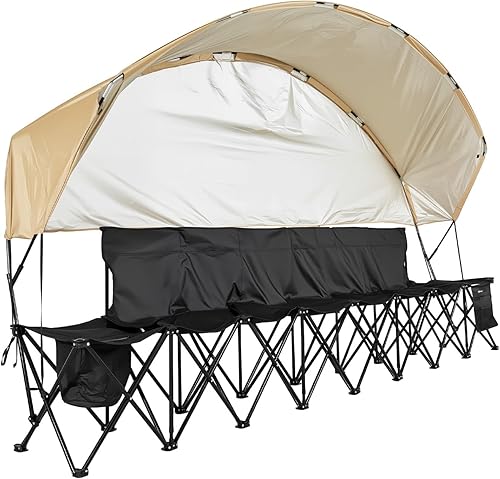 Miniatura 11 de VEVOR Banco plegable portátil, banco lateral plegable de 6 asientos, sillas de banco de camping al aire libre con bolsa de transporte, bancos