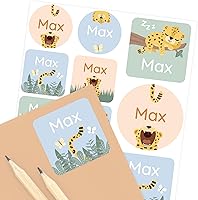 Vista 12 de Etiquetas de nombre para niños (33) – Calcomanías personalizadas para guardería, campamento y escuela – Calcomanías duraderas e impermeables