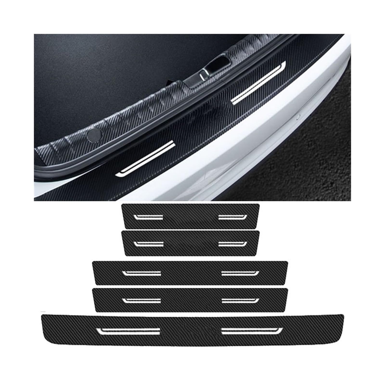 for Volvo C30 Carbon Fiber Car Door Threshold Protector Stickers Pedal Guards Trunk Sill Scuff Plate Decals IENQBVL(5pcs)