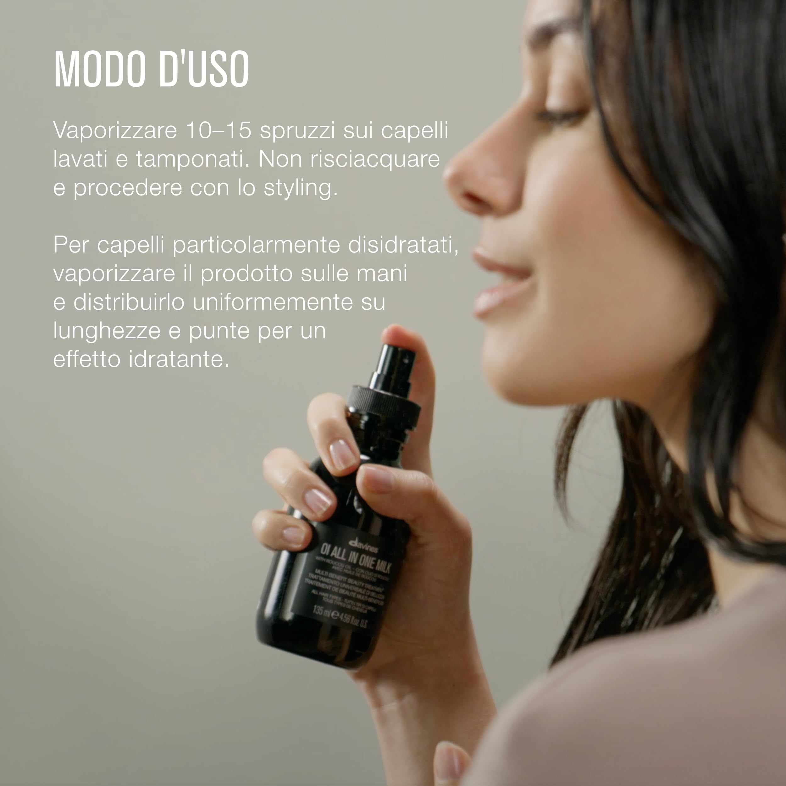 Davines OI All In One Milk - Spray per capelli multifunzionale a texture latte - Trattamento per proteggere, idratare, ammorbidire i capelli - 135 ml