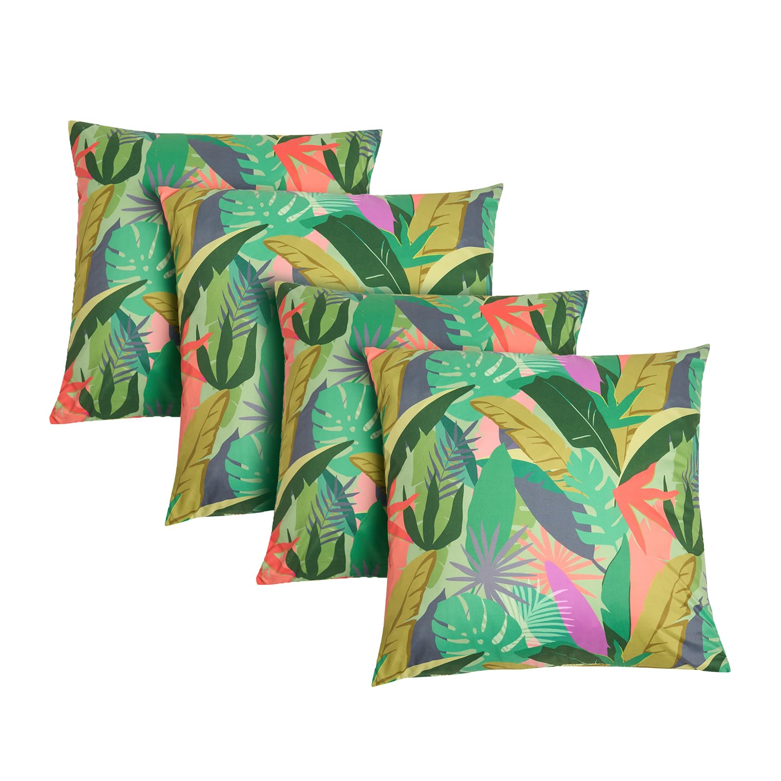 OHS Palm Print Outdoor Cushions Decorative Cushion Covers 45 x 45 Set of 4 Super Soft Water Resistant Patio Garden Cushions Home Decor Sofa Throw Pillow Covers, Green