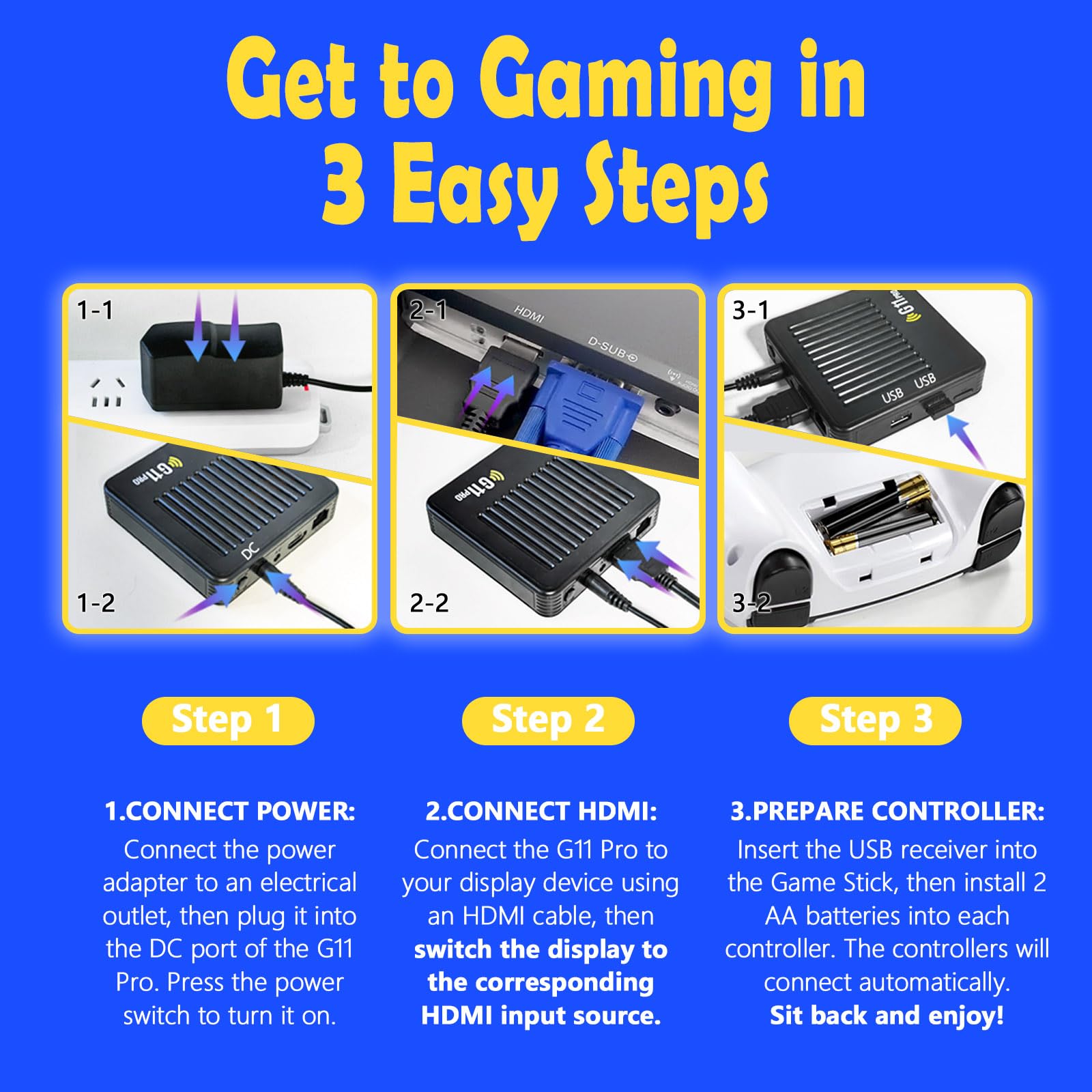 All8bit G11 Pro Game Box, Classic Video Games with HDMI, with 60 Emulators and 100000+ Games - Plug & Play TV Retro Gaming Console with Upgrade Dual 2.4G Wireless Controllers