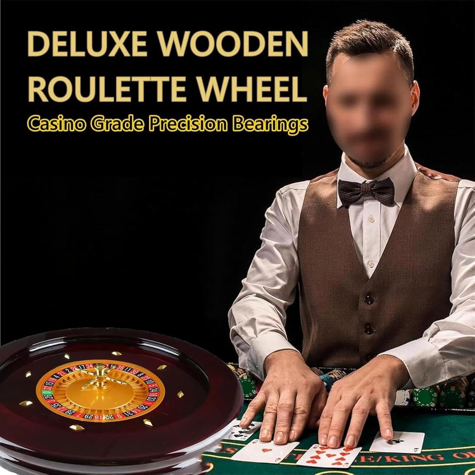 Juego de ruleta portátil de madera con rueda giratoria y rodamientos de precisión, ideal para fiestas de adultos y juegos de ocio