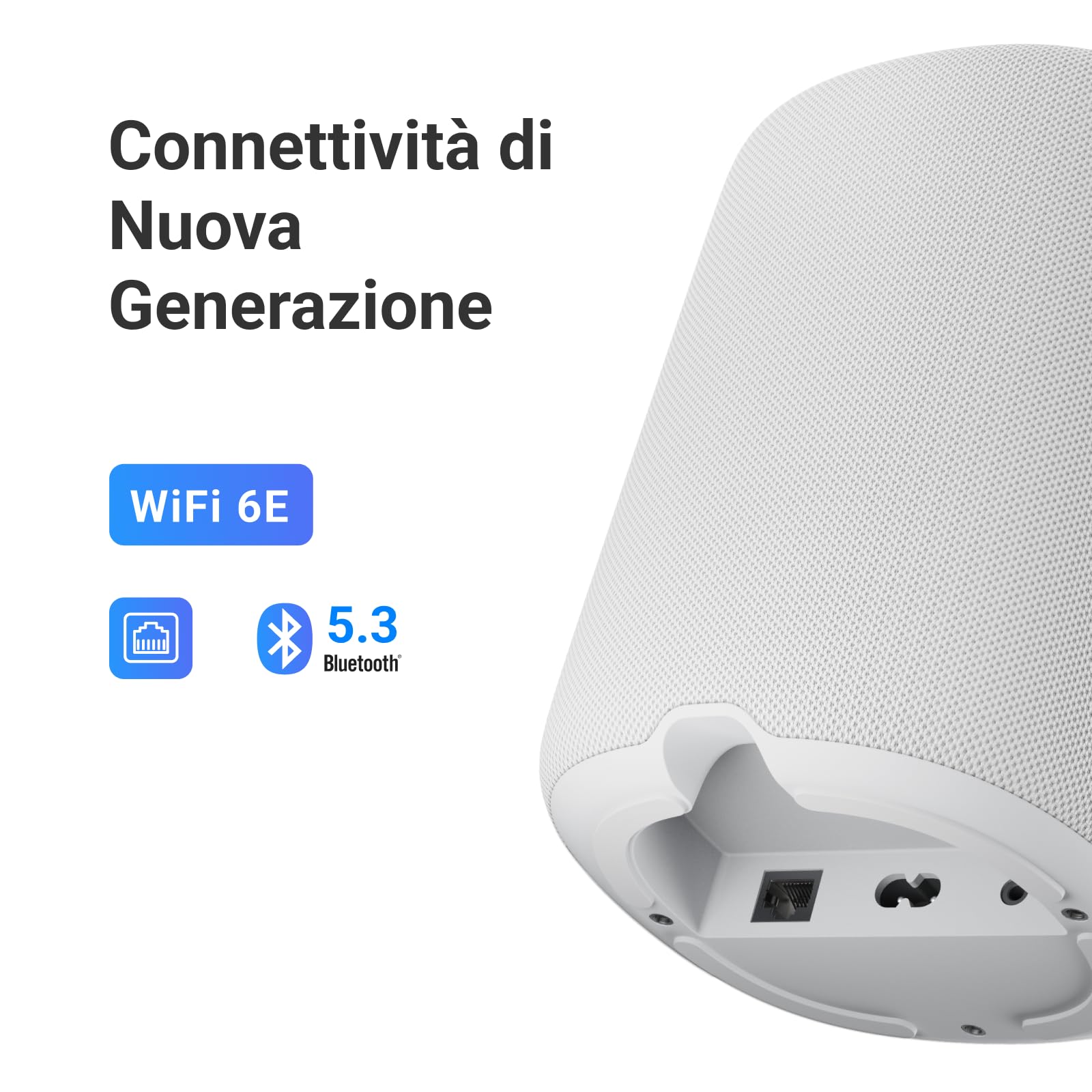 WiiM Sound Lite Smart Speaker, Audio Hi-Res 24-bit/192 kHz, Correzione Ambientale AI RoomFit™, 100W di Picco, Wi-Fi 6E/Bluetooth 5.3, Multi-Room e Stereo Pairing, Bianco