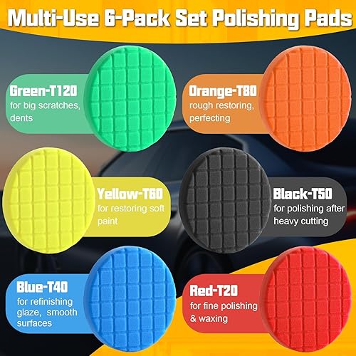 Miniatura 4 de 6 almohadillas de pulido para pulir, almohadillas de pulido de 5.5 pulgadas para pulidor, kit de almohadillas de esponja de pulido de reparación