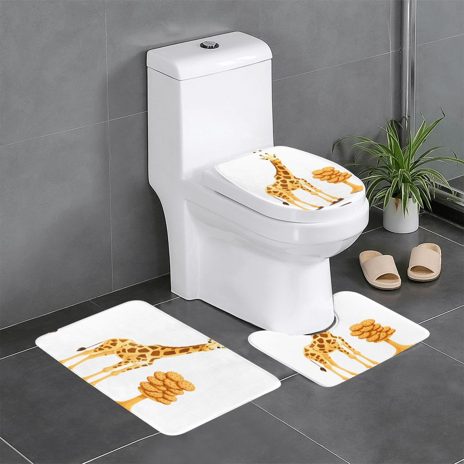 Tapis de salle de bain WHJDPP rectangulaire girafe et contours WC de 61 x 40,6 cm