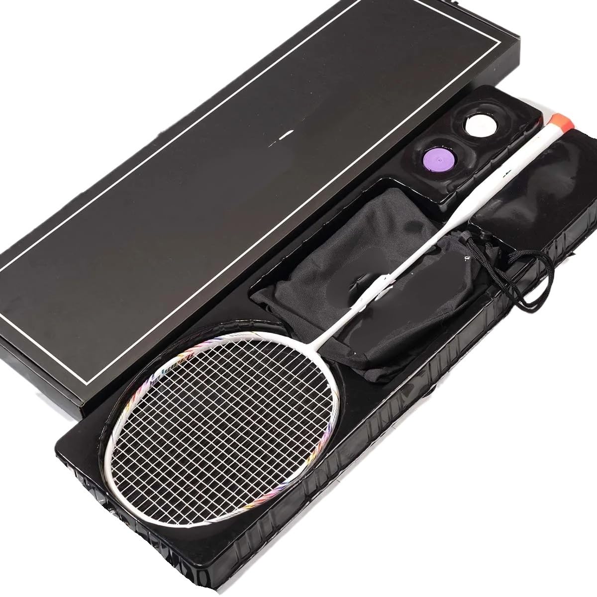 Badminton Set Racchetta da Badminton 8U 65g Professionale in Fibra di Carbonio Ultraleggera(1PCS White Boxed)