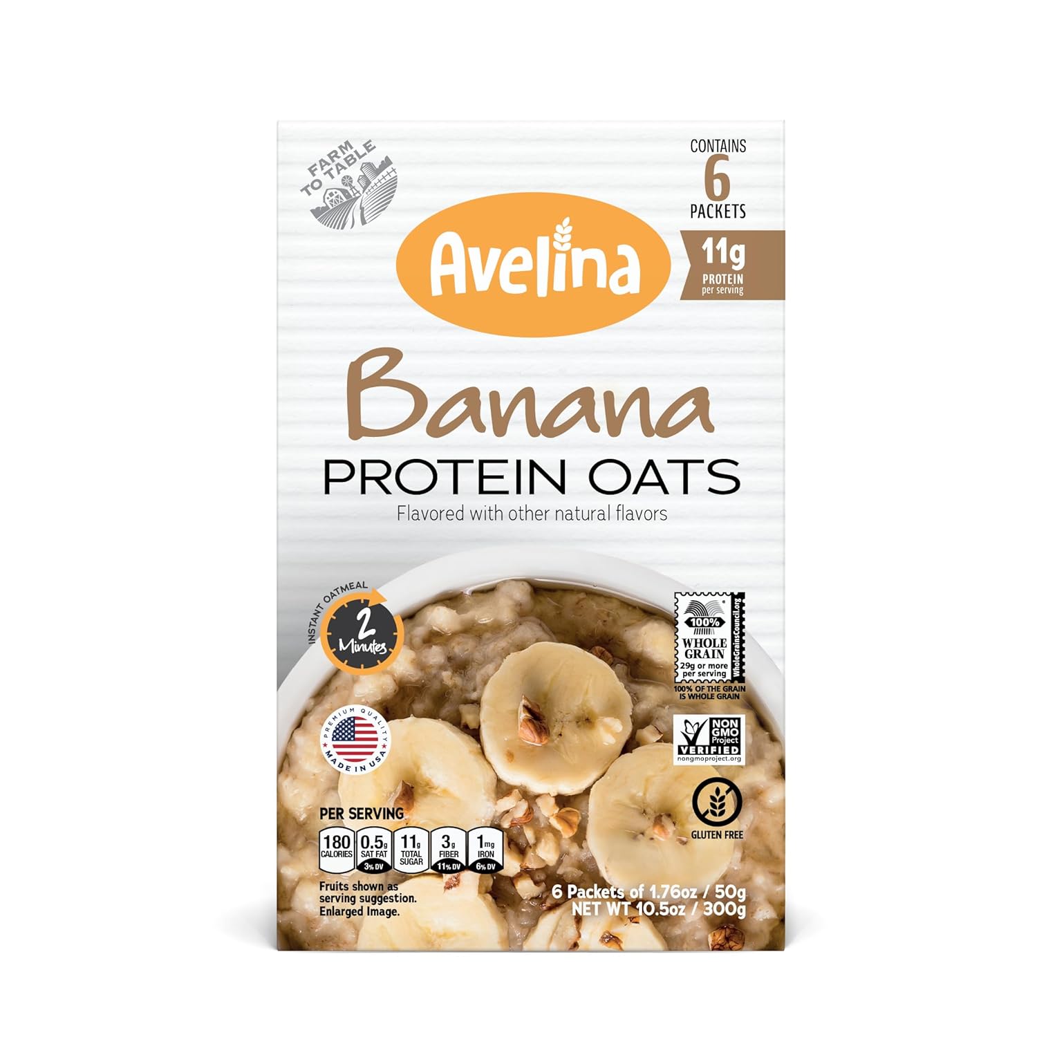 Avelina Natural Flavor Protein Oats GlutenFree Rolled Oats with Nutrients, Fibers