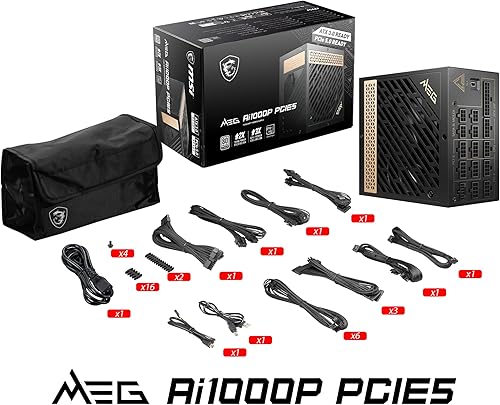 Miniatura 3 de MEG Ai1000P PCIE 5 y ATX 3.0 Fuente de alimentación para juegos, totalmente modular, certificado 80 Plus Platinum 1000W - Condensadores 100%