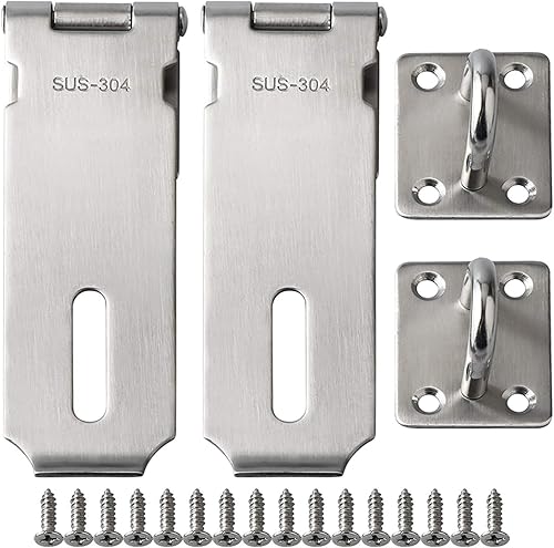 Alise Cerradura de cerrojo, candado de bloqueo de bisagra de puerta, cierre de bisagra de cierre negro para puertas, pestillos de pecho de acero