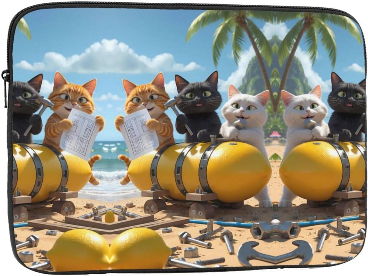 Cats Build a Lemon Printed 10 inch Laptop Case, Business/Office Commuter Laptop Case