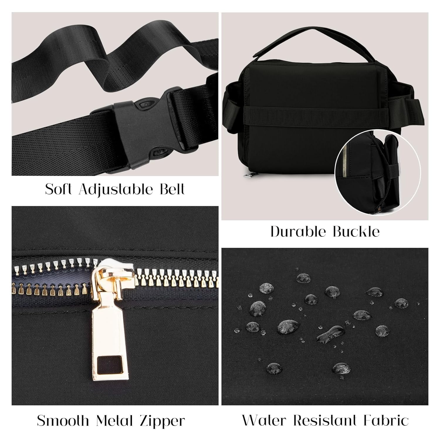 printe Mała torba na pieluchy z przenośną podkładką do przewijania, nerka crossbody z kieszenią na chusteczki do wózka dziecięcego, damska torba na talię w podróż, czarna, duża