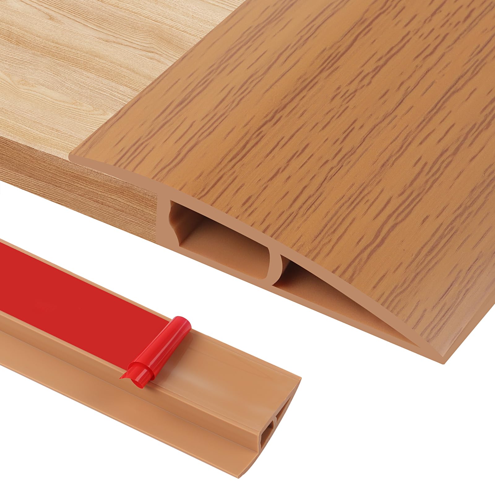 200cm Self-Adhesive Carpet Door Strips, PVC Door Threshold Strip for Height 17-20mm Carpet, Laminate Floor and Tile Thresholds, Doorways, Edges and Scooters(A5015,Yellow Wood Grain)