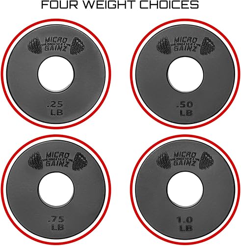 Miniatura 4 de Micro Gainz - 8 discos fraccionales de peso fraccionarios con agujero central de 1 pulgada con bolsa, diseñadas para mancuernas y barras estándar de