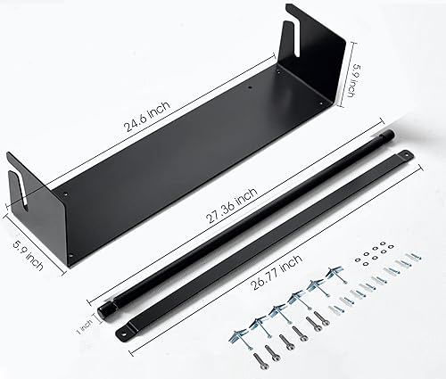 Miniatura 9 de Varsoul Dispensador y cortador de rollo de papel kraft montado en la pared de 24 pulgadas, dispensador de papel de carnicero negro, decoración de