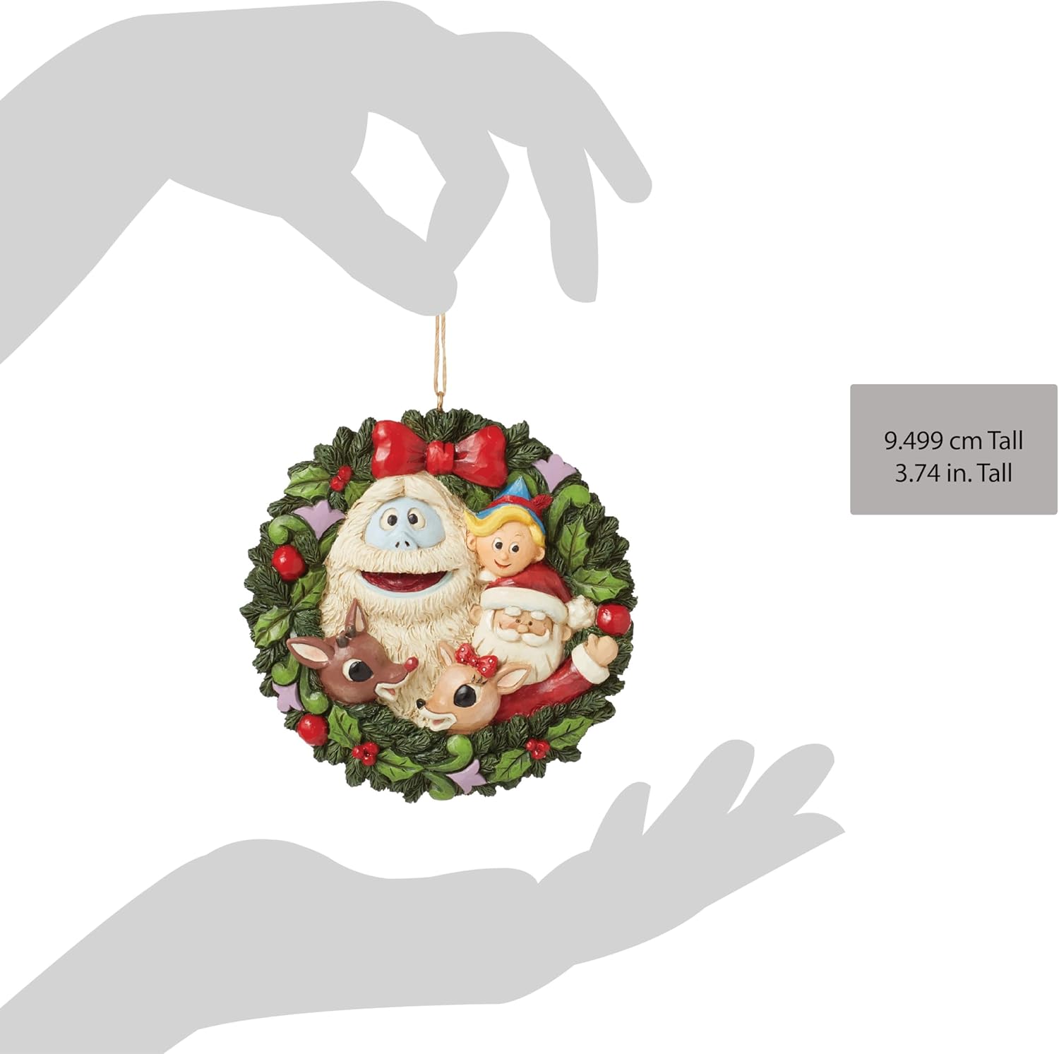 Enesco Rudolph Traditions by Jim Shore Characters in Wreath Hanging Ornament, 3.74 Inch, Multicolor