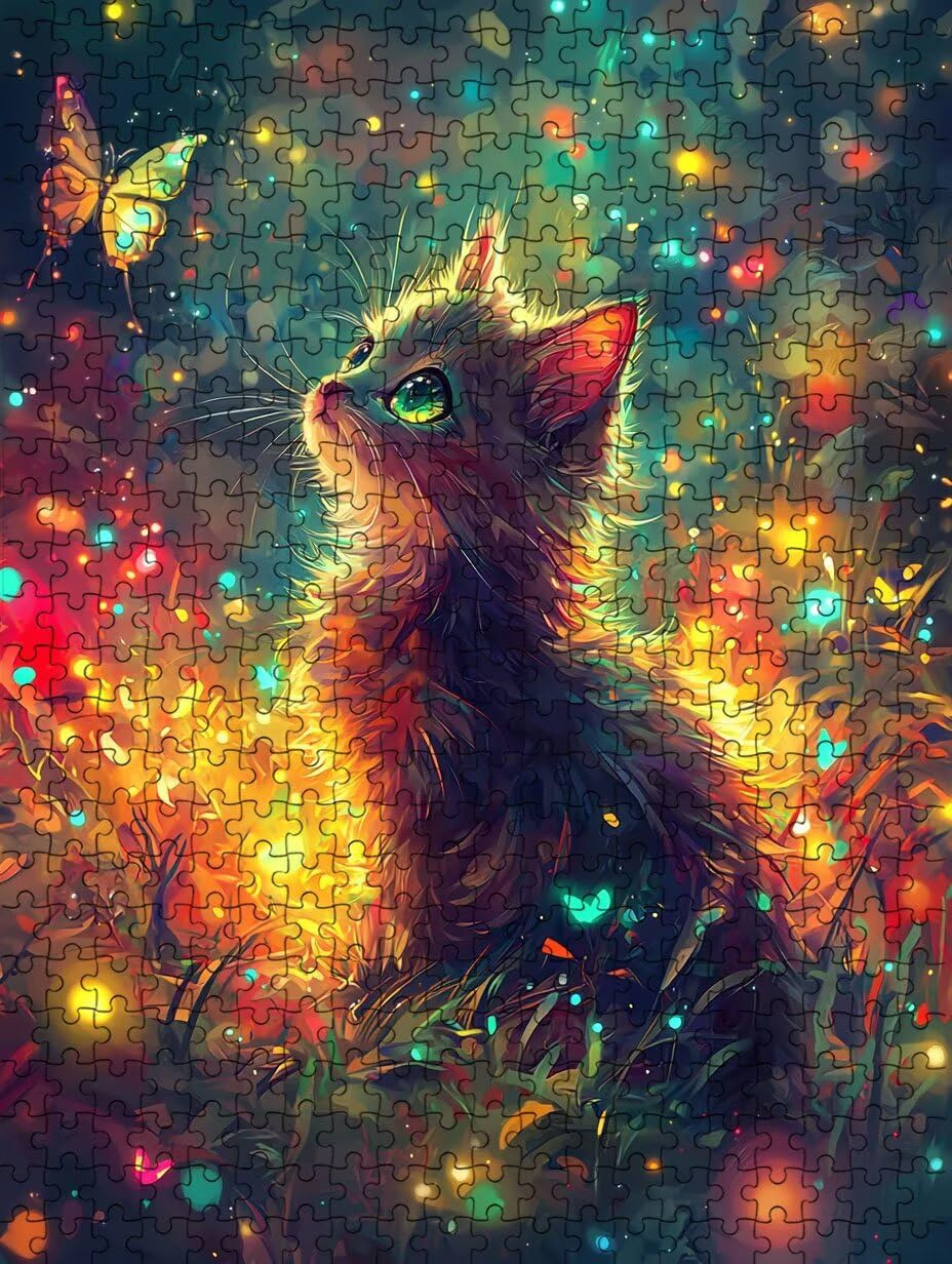 Licht Katze Puzzle 4000 Teile, Klassische Puzzles, Geschicklichkeitsspiel Puzzle für Erwachsene, Puzzlespiele für Die Ganze Familie, Mit Schöner Verpackung, Dekoration Puzzles DX0YL3-93