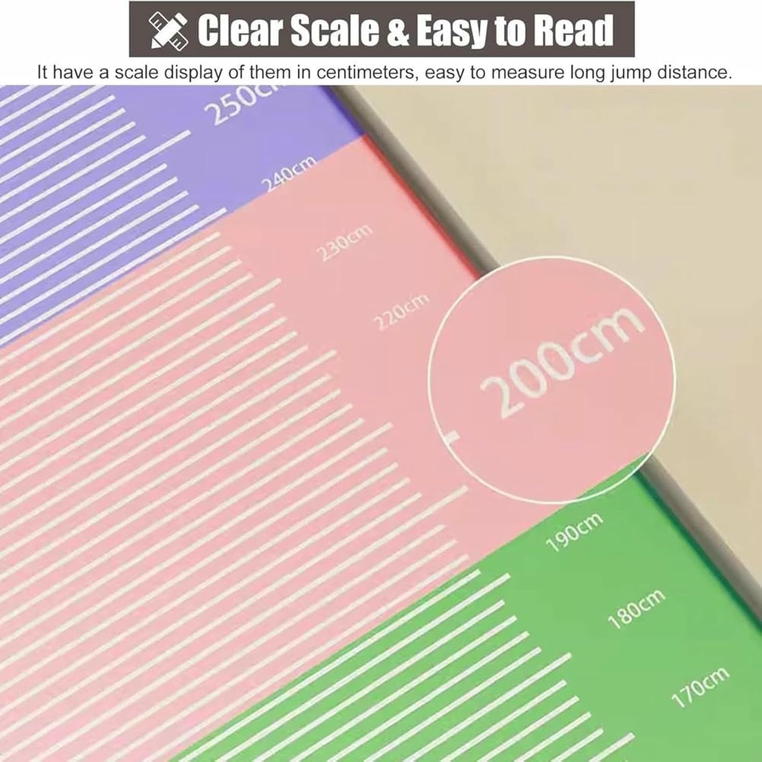 立ち幅跳びマット、長さ2m/3mのエクササイズ測定マット、寝室リビングルーム用ジャンプ練習テストパッド