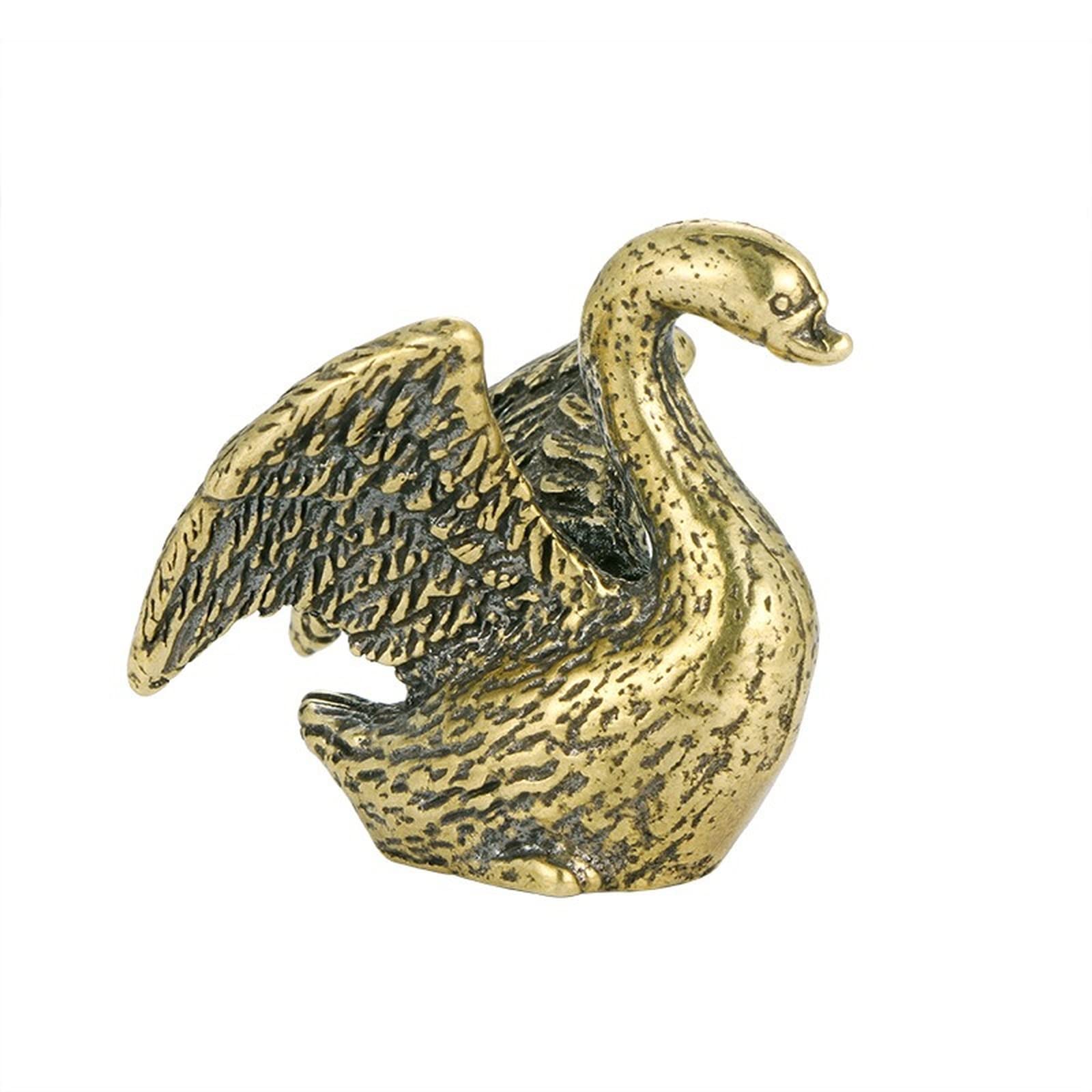 NGDFGR Solid Copper Swan Miniatures Figurine, Brass Goose Statue Home Study Office Desk Children'S Room Decoration